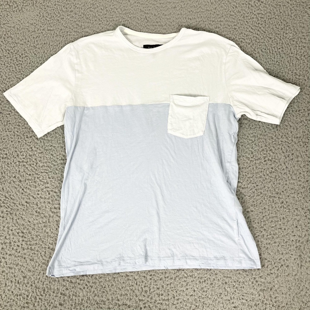 Rag & Bone Shirt Mens Medium White Blue Colorblock Pocket Tee Casual Cotton